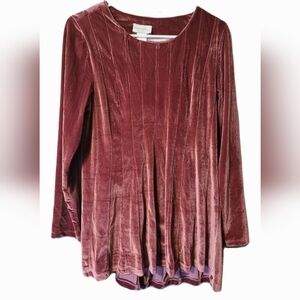 Soft Surroundings Womens Velvet Tunic Top Dark Red Old Money Quiet Luxury